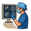 Neurosurgeon analyzing brain scans