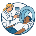 Radiation Oncologists analyzing brain scans